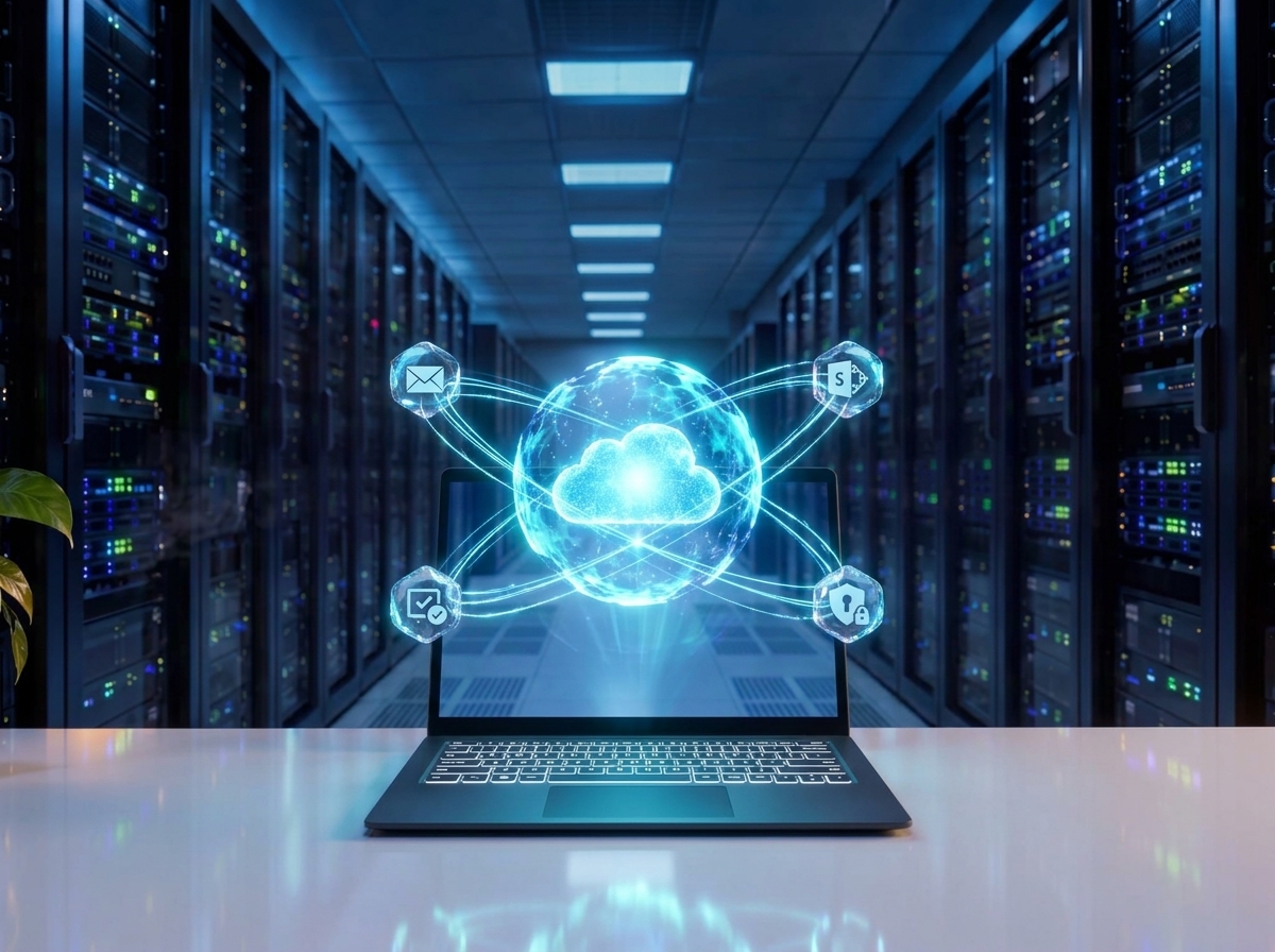 EnterBit 3D Photorealistic Microsoft 365 Cloud Workplace Terminal